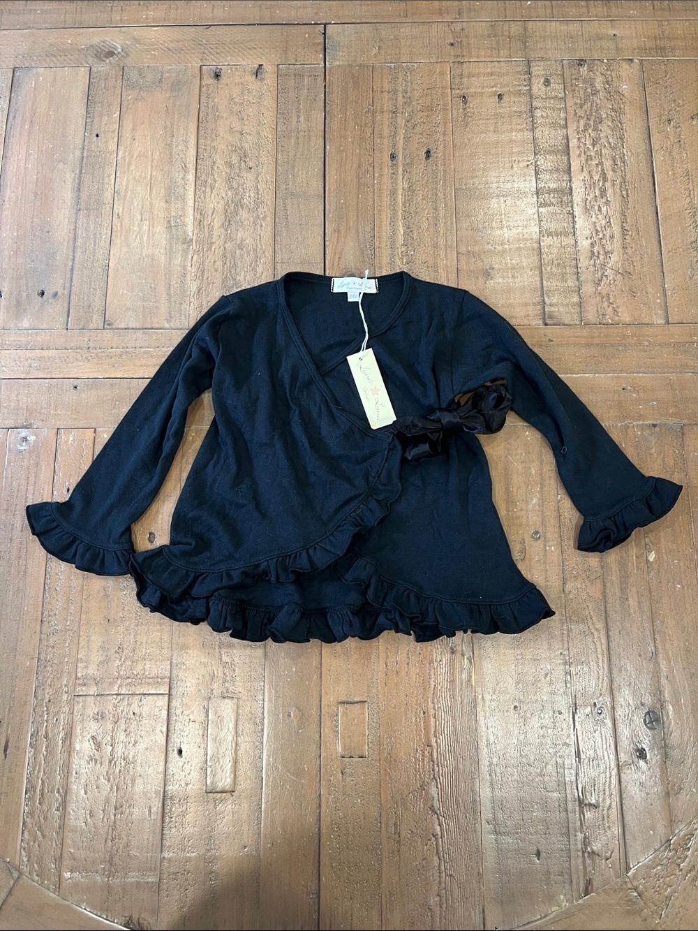 Luna Luna Copenhagen ruffled wrap front long sleeve top 24 months black nwt